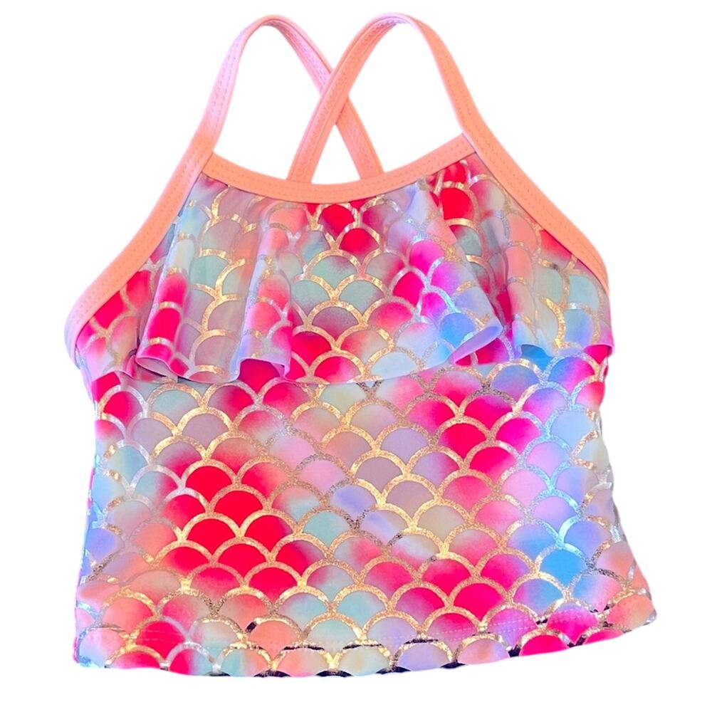 Wonder Nation Mermaid Tankini Swim Top Girls 3–6 Months Metallic Scale Swimsuit